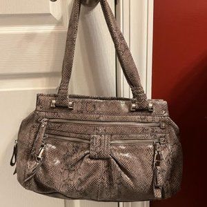 B. Makowsky Snake Print Shimmer Leather Bag